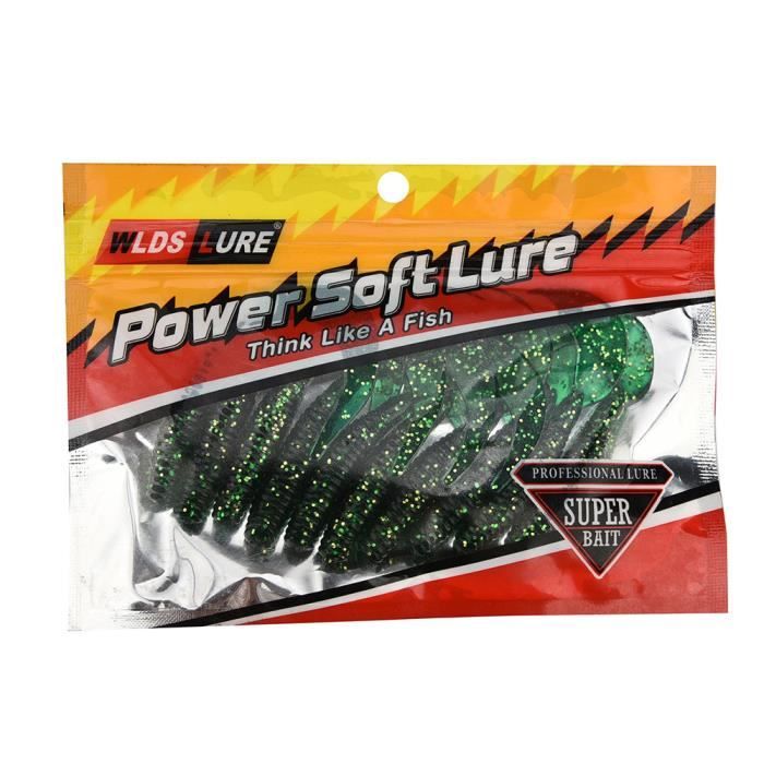 Leurre De Pêche Crochet, 60 Pièces Appât De Ver Artificiel à Queue En T Leurre Souple Hameçons De Pêche Avec Boîte Couleur Aléatoire