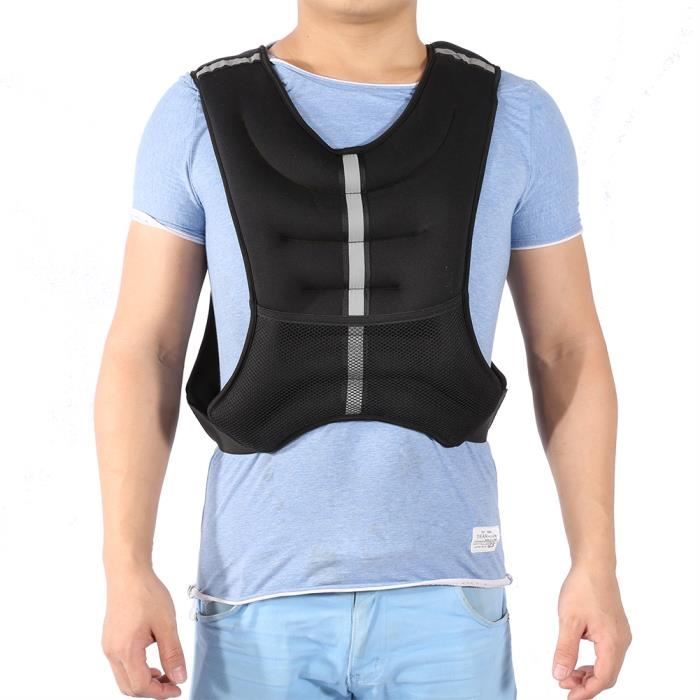 Gilet lesté de musculation dexercice avec 10 KG poids ajustable - Noir