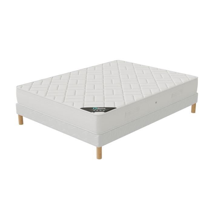 Ensemble sommier + matelas - ELITE MATTRESS COMPANY - Le Rêve - 140x190 - Matelas mousse 20 cm - Sommier lattes sapin