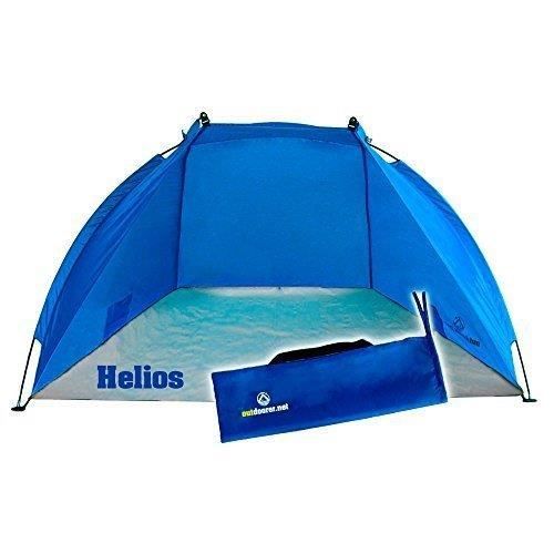 Tente De Plage Parasol Coupe Vent Helios Bleu Très Légère Uv 60