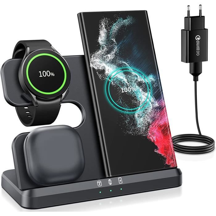 Chargeur Induction Samsung Galaxy S23 Ultra, Chargeur Sans Fil Inductive  Pour Smsung Galaxy Watch 5-4-3, Chargeur 3 En 1 Avec[H404] - Cdiscount  Téléphonie