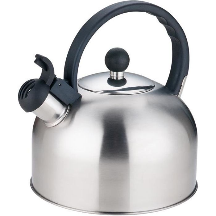 2.5 L Noir Métallique en Acier Inoxydable Siffler Bouilloire gaz plaques électriques
