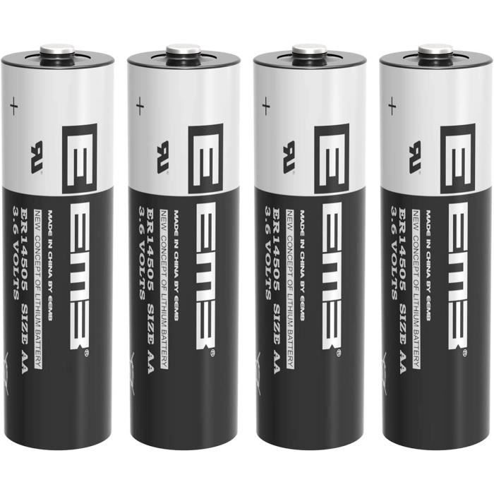 3.6V AA Lot de 4 Piles Lithium ER14505 LS14500 LR06-AA Batterie Cylindrique  2600 mAh Thionyl chlorure de Lithium Certifié UL-[~197] - Cdiscount Jeux -  Jouets