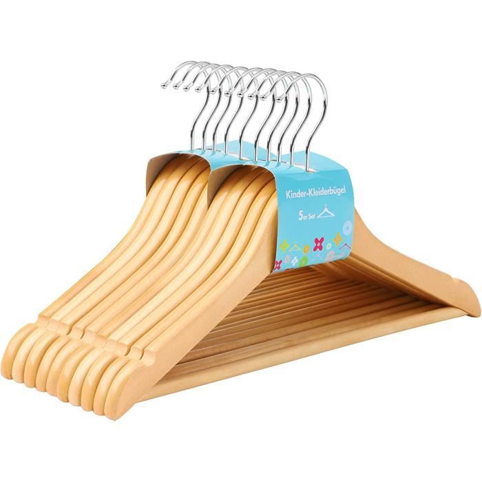 Ulimart Lot De 30 Cintres En Bois Massif Naturel Avec Barre - Ultra Fins Et Résistants (jusqu'à 8,2 Kg) - Crochet Rotatif 360°