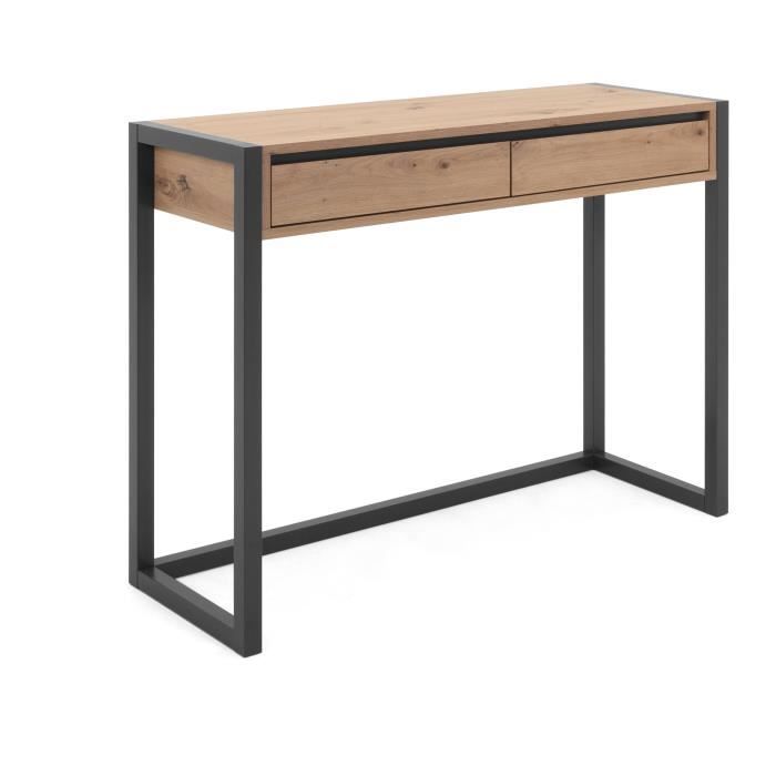 Console 2 tiroirs de style industriel Denver