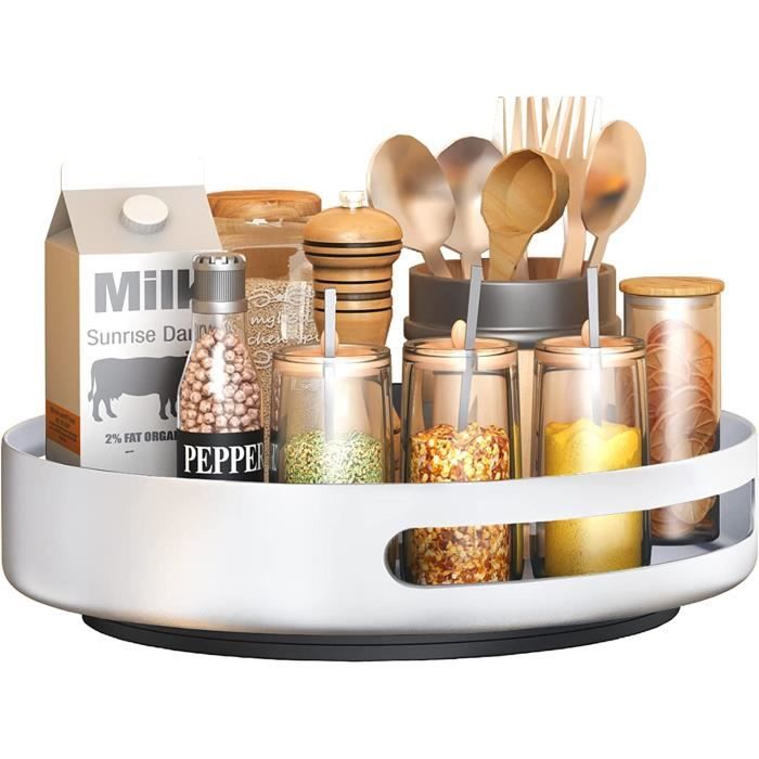 Plateau Tournant Lazy Susan Réglable En Métal Blanc Pour