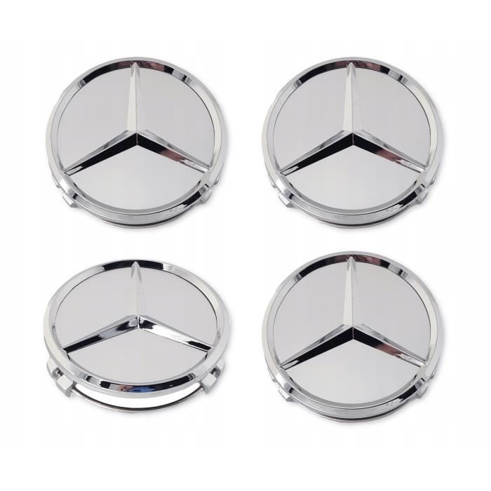 juxinchang - 4pcs Bouchon de Jante 75mm Star Benz Logo Argent Cache Moyeu Emblème Pour MERCEDES C W202 W203 W204