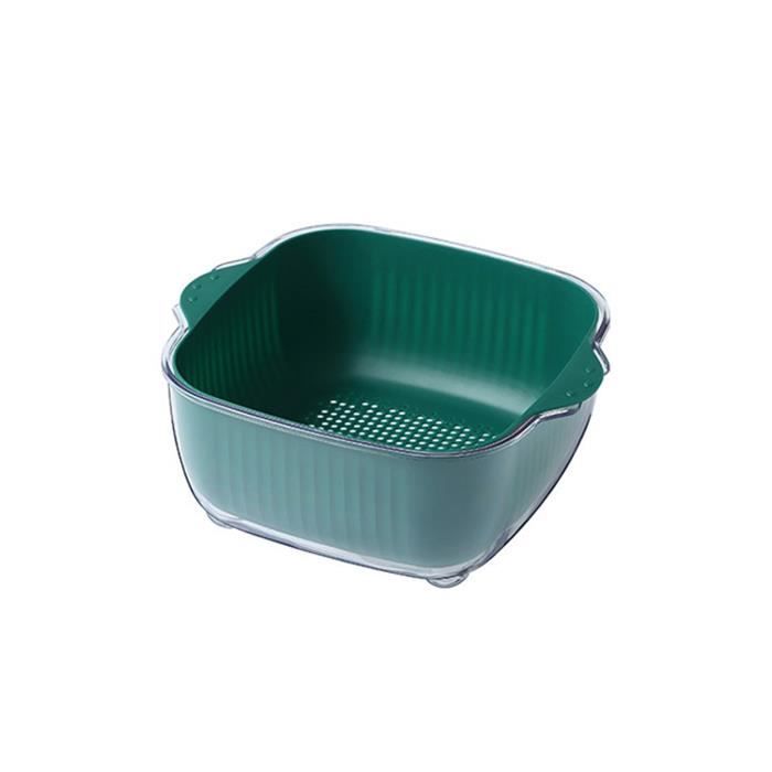 Bol Lavage Fruits Avec Passoire Rotative - Poignée Ergonomique, Base Antidérapante, 21.5x17x9.5 Cm - Pour Fruits, Légumes, Salades - 12