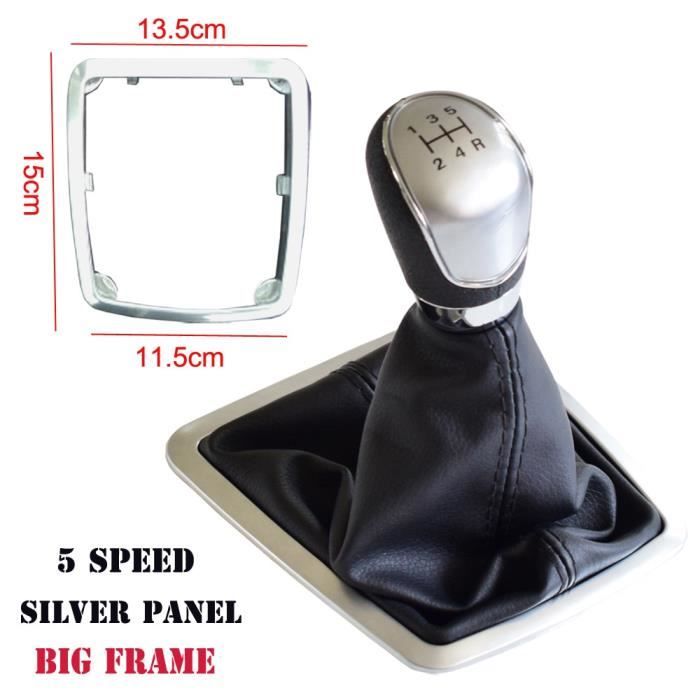Silver-5 Vitesse - Levier de changement de vitesse avec couvercle en cuir pour Ford Focus 2 MK2 FL C-MAX 06