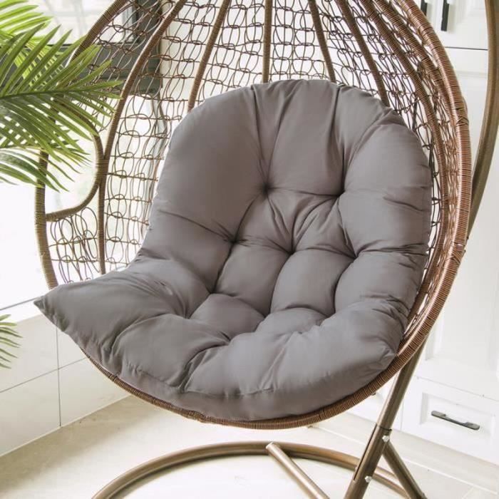 Coussin dextérieur - Coussin rond bain de soleil - 100 x 80 x 18 cm - Rembourrage en coton perlé - Gris