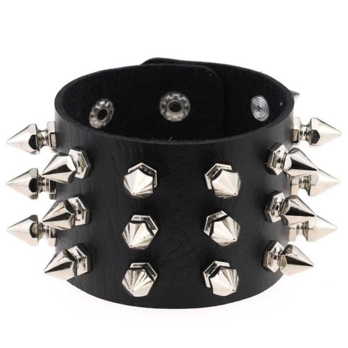Set Da 4 Bracciali Punk Rock Gotici In Pelle PU – Polsini Con Borchie, Catene E Punte, Regolabili Da 16,5 A 26 Cm, Per Uomo E Donna – Look Alternativo Per Concerti E Cosplay