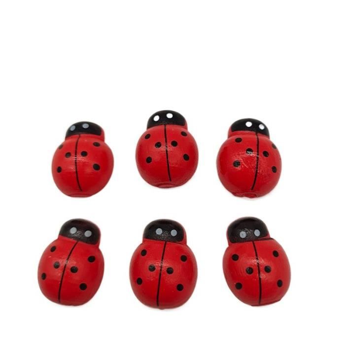 Coccinelles En Bois Auto-adhésives - Lot De 50 Pièces, Mini Décorations Colorées Pour Bricolage, Plantes, Déco