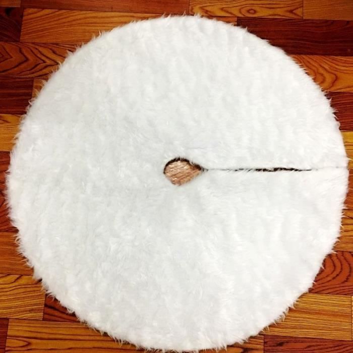 SALCAR Jupe De Sapin De Noël En Peluche Flocon De Neige Argenté 80cm - Cache Pied Luxueux Pour Arbre De Noël