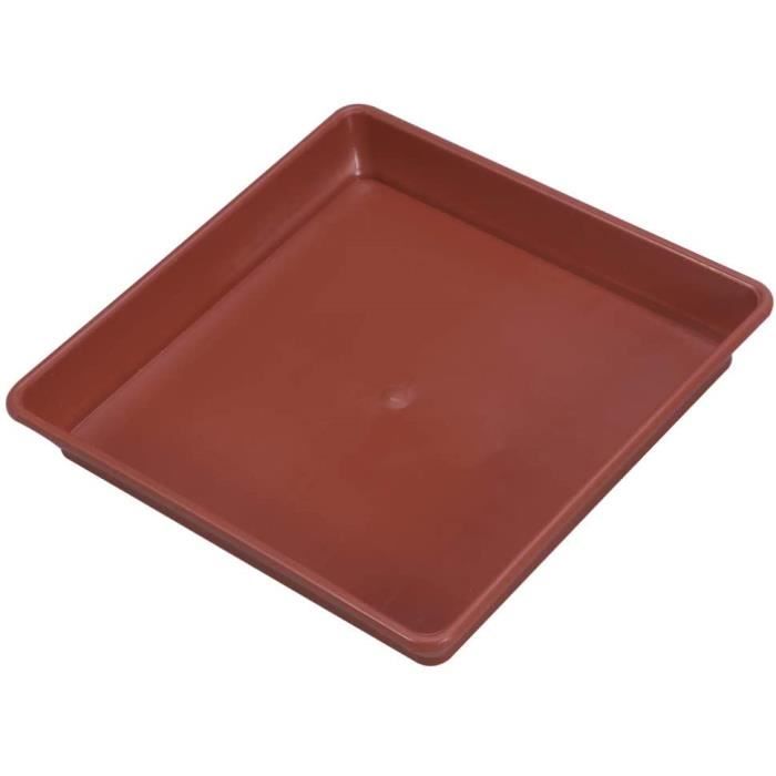 Lot 3 Soucoupes Carrées 35cm Pour Pots De Plantes - Plateau Attrape-Eau Noir Pour Bonsaï Et Fleurs