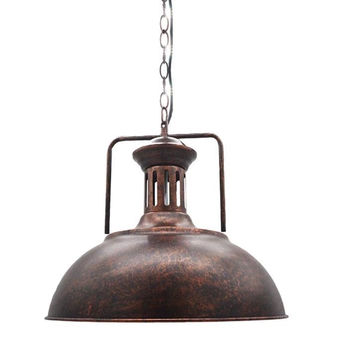 Yowei Retro Lustre Industrielle en Fer Forge Rouille E27 Lampe Suspesion Plafonnier Industrielle Vintage pour Salon Chambre