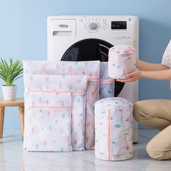 Soin du linge,Sac de lavage pour Machine à laver, sac à linge en maille de  Polyester, sac de lavage sale - Pink floral-L 50-60cm - Cdiscount  Electroménager