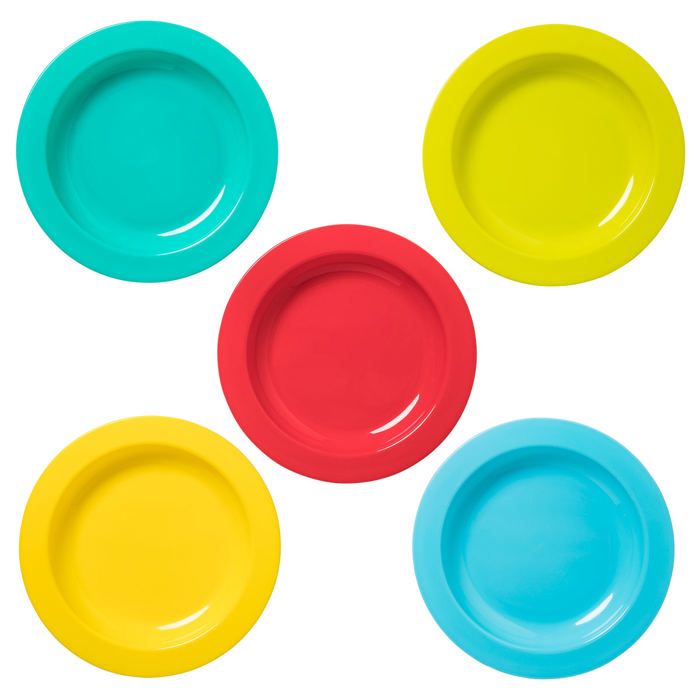 Lot de 5 assiettes - BABYCALIN - Mixte - A partir de 6 mois - Polypropylene - Blanc, Rose, Bleu, Vert, Jaune