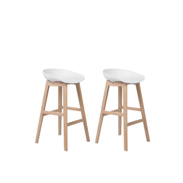 Lot de 2 tabourets contemporains en bois blanc - BELIANI MICCO Lot de 2 tabourets contemporains en bois blanc - BELIANI MICCO