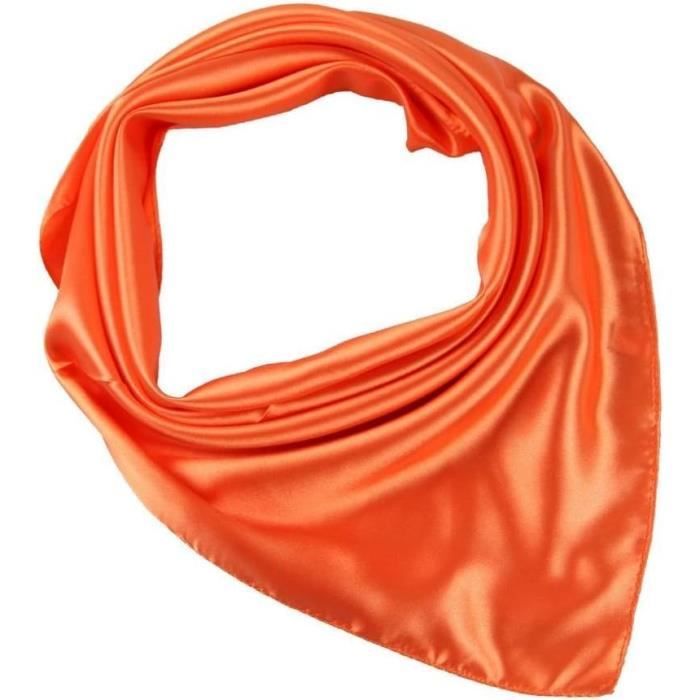 Foulard Carré En Viscose - Motif Fleur Noir Sur Fond Jaune Ou Beige, 49 X 53 Cm