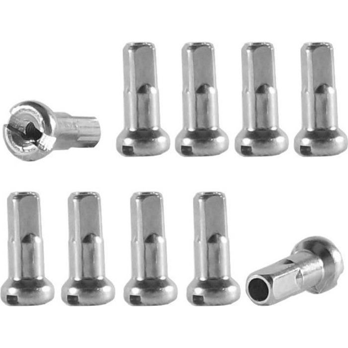 Lot de 10 écrous de rayons argent pour vélo - CYCLINGCOLORS - 14G 12mm - Réparation de jante endommagée