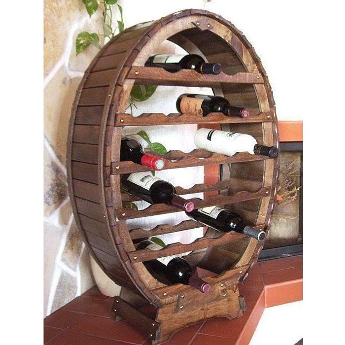 dandibo casier à vin tonneau à vin pour 24 bouteilles brun décapé bar porte-bouteilles tonneau porte-bouteilles