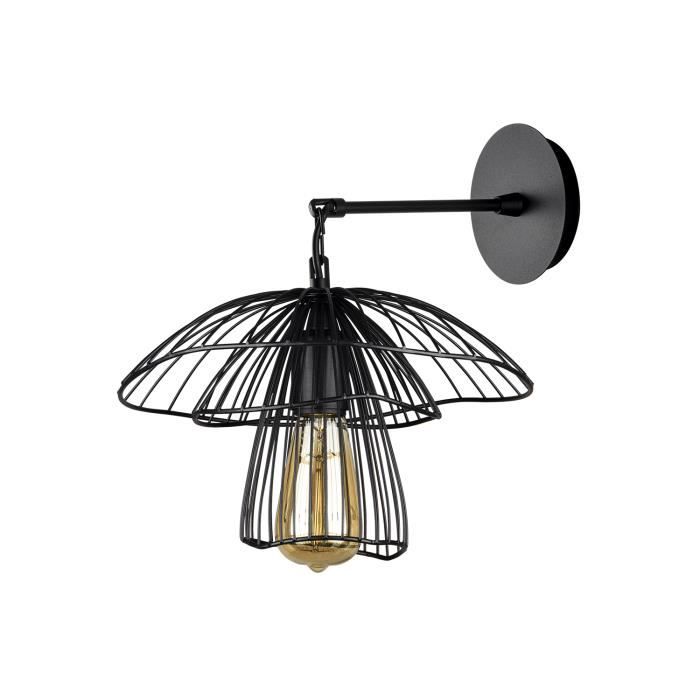 ROOT Applique Murale Métal Noir 33x33x36cm Cdiscount Maison