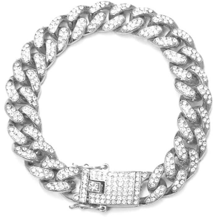 Chaîne Hip-hop Cubaine Bling Or Blanc - 18" Plaqué Or Blanc Avec Diamants De Laboratoire