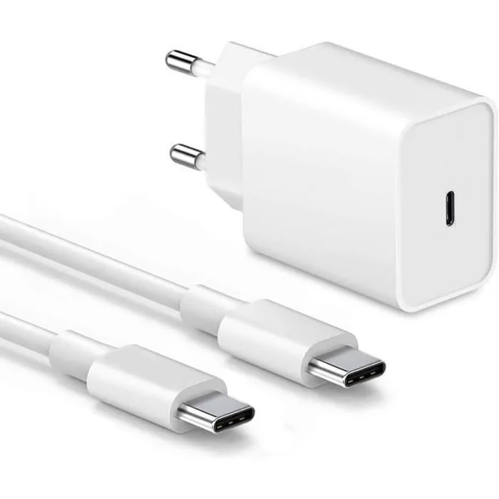 Chargeur USB-C 25W - E.F.CONNECTION - Câble USB-C 1M - Compatible ...