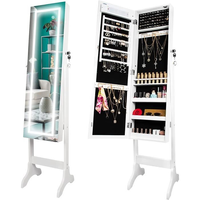 Meuble miroir avec rangement pour bijoux 3 en 1 Meuble miroir