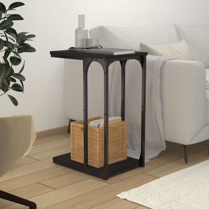 table d'appoint famirosa - noir - bois d'ingénierie et acier - 40x30x60 cm