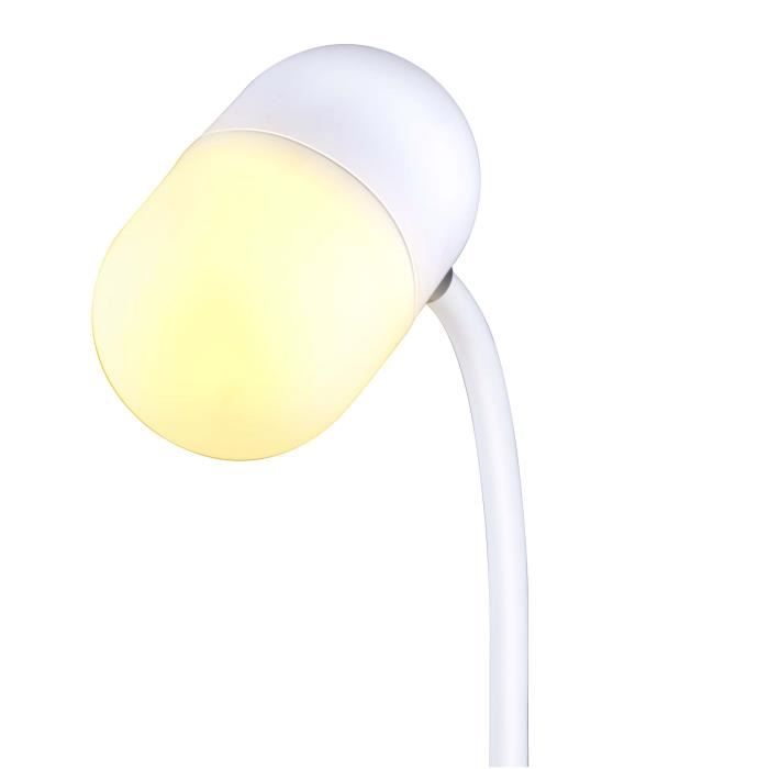 grundig lampe led 3-en-1 - chargeur de téléphone sans fil technologie qi - haut-parleur bluetooth - lampe de lecture - blanc