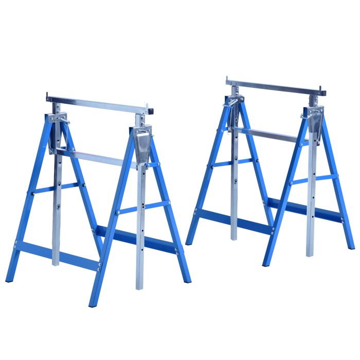Lot De 2 Tréteaux Pliants Réglables - Hauteur 68-108cm, Charge Max 90kg | Pour Sciage, Rabotage, Atelier, Bricolage