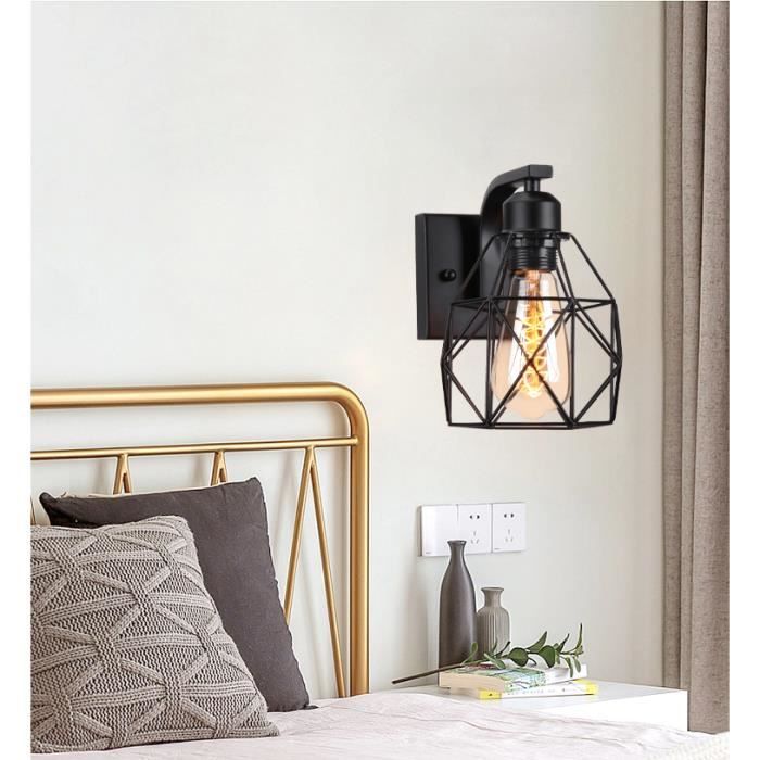 Applique Murale Industrielle IDEGU E27 Cage Rétro - Bronze Rouillé - Intérieur Extérieur