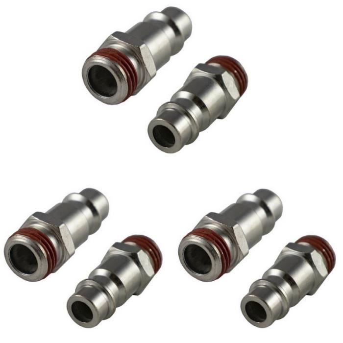 raccords rapides de 1/8 1/4 Raccord de tuyau pneumatique 1/2 de tuyau dair Raccord rapide Raccord fileté mâle pour outils pneumatiques de tuyau dair de 8mm PC8-2 10PC 3/8 
