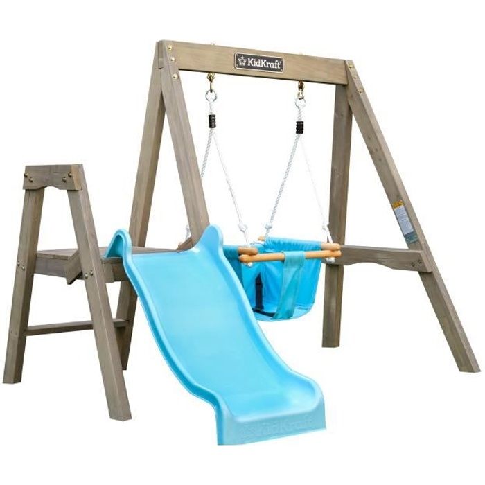 Aire de jeux en bois pour enfants KIDKRAFT - Balançoire et toboggan - Bleu  ciel - Cdiscount Jeux - Jouets