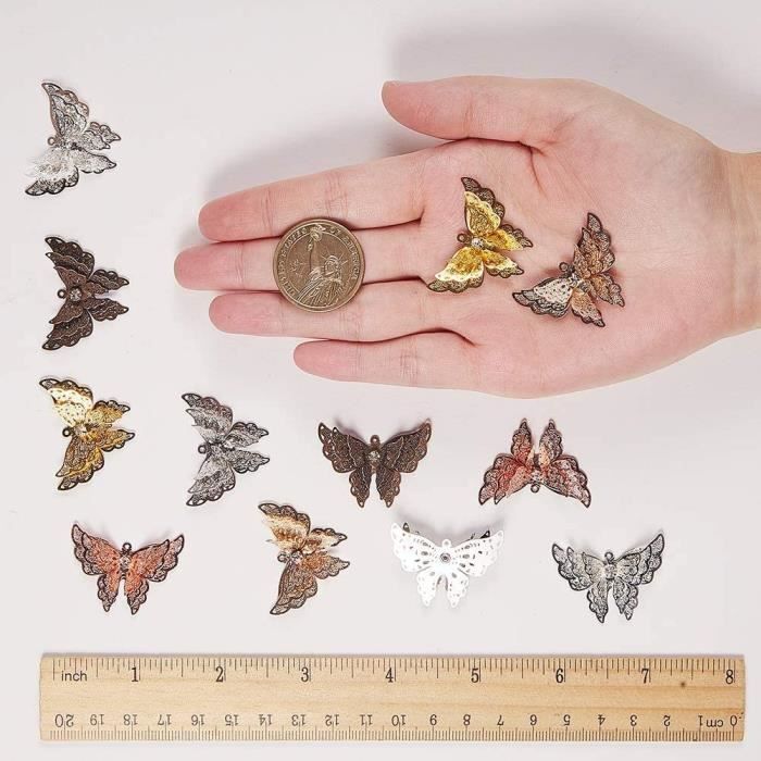 Breloque Pendentif Papillon Plaqué Or 24k - Garantie à Vie, Neuf Avec étiquettes