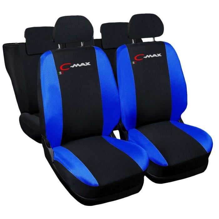 Lupex Shop Housses de siège auto compatibles pour C-Max Noir Blue Clair