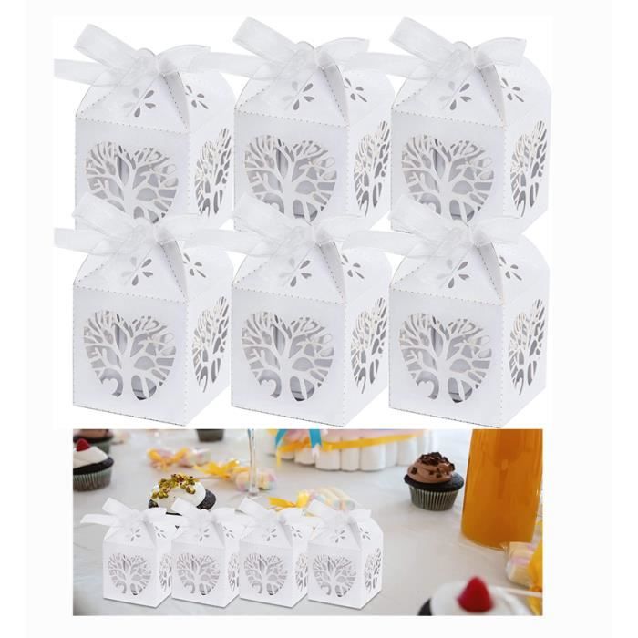 50 Boîtes à Dragées En Papier Kraft - 10x4x10 Cm, Idéales Pour Mariage, Baptême, Communion, Anniversaire