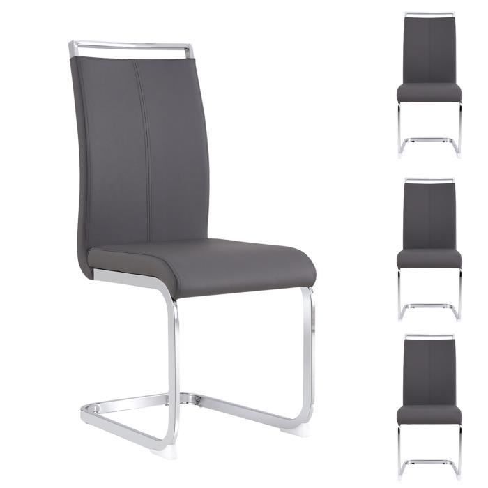 Lot de 4 Chaises modernes pour salle à manger Revêtement en similicuir Gris Lot de 4 Chaises modernes pour salle à manger Revêtement en similicuir Gris
