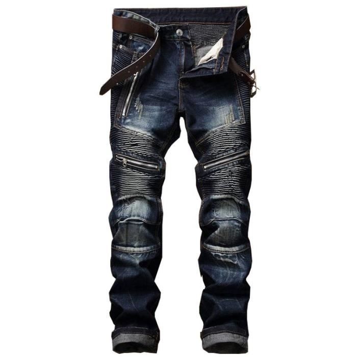 Jeans Moto Homme INSFITY Bleu Regular Adulte Homme Bleu Cdiscount Pret a Porter