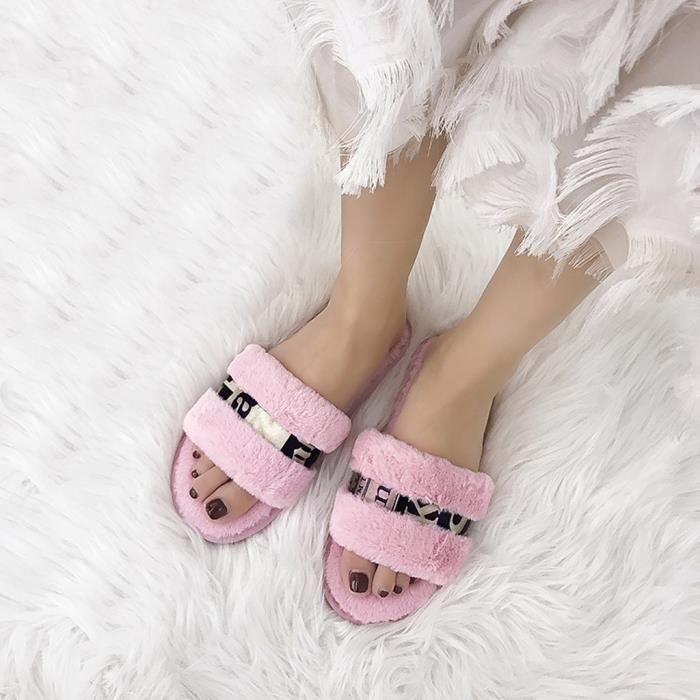 Chaussures femme en fourrure synthétique intérieur/extérieur diapositives pantoufles sandales Chaussures Fashion Slip Hot SZ Chaussures femme en fourrure synthétique intérieur/extérieur diapositives pantoufles sandales Chaussures Fashion Slip Hot SZ