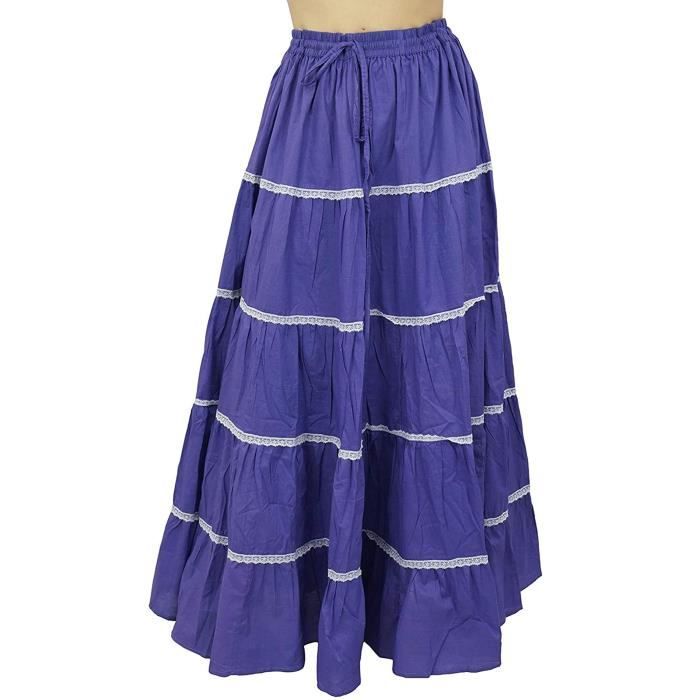Jupe Bouffante Florale Style Bohémien Pour Femmes Taille Haute Fête