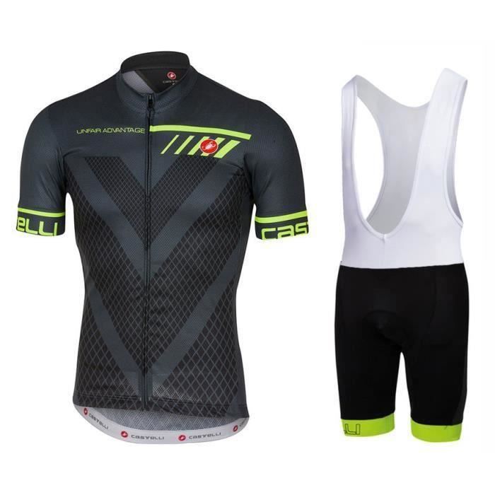 Maillot De Cyclisme Manches Courtes Homme Pantalons à Bretelle Vélo GEL - Sport