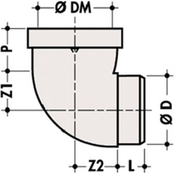 Pipe WC - NICOLL - courte de WC 0 65 95 CW11 - Diamètre 100 mm - PVC - Blanc