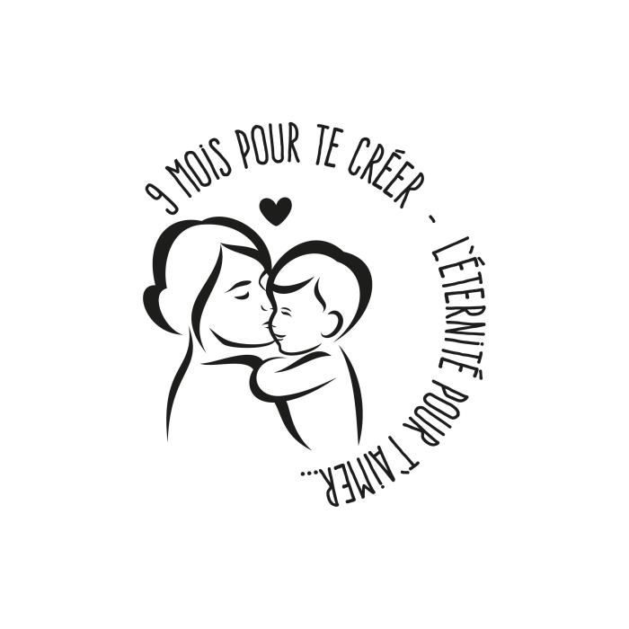 9 Mois Pour Creer L Eternite Pour T Aimer Maman Embrassant Son Profil De Bebe Avec Du Texte Circulaire Sticker Autocollant Cdiscount Maison