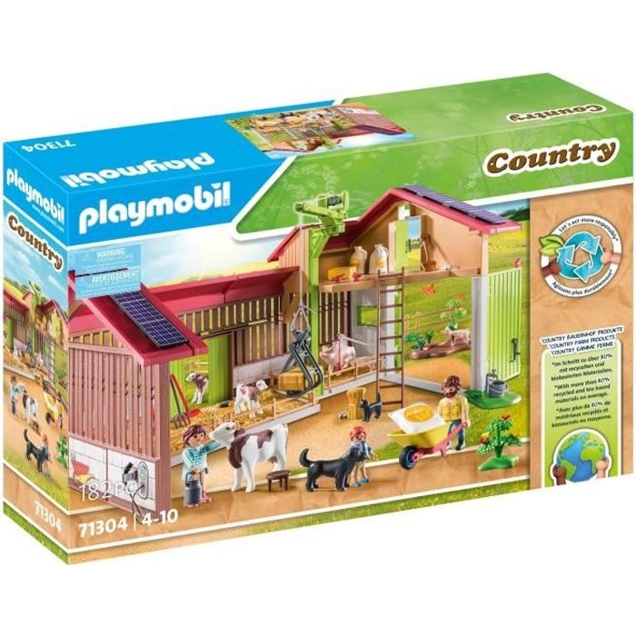 PLAYMOBIL - 71304 - Ferme avec panneaux solaires - La vie à la ferme - 182 pièces