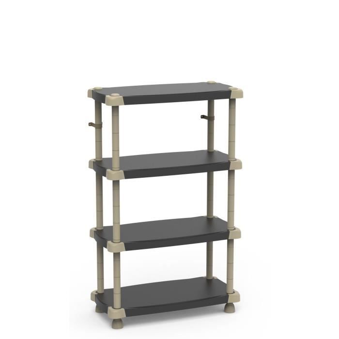 Etagère - PLASTIKEN - Plastique - 88 x 43 x 150 cm - 4 étages - Noir Etagère - PLASTIKEN - Plastique - 88 x 43 x 150 cm - 4 étages - Noir