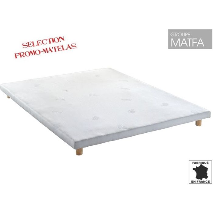 Sommier tapissier extra plat - PROMO MATELAS - 90 x 190 - 14 lattes multiplis - Blanc