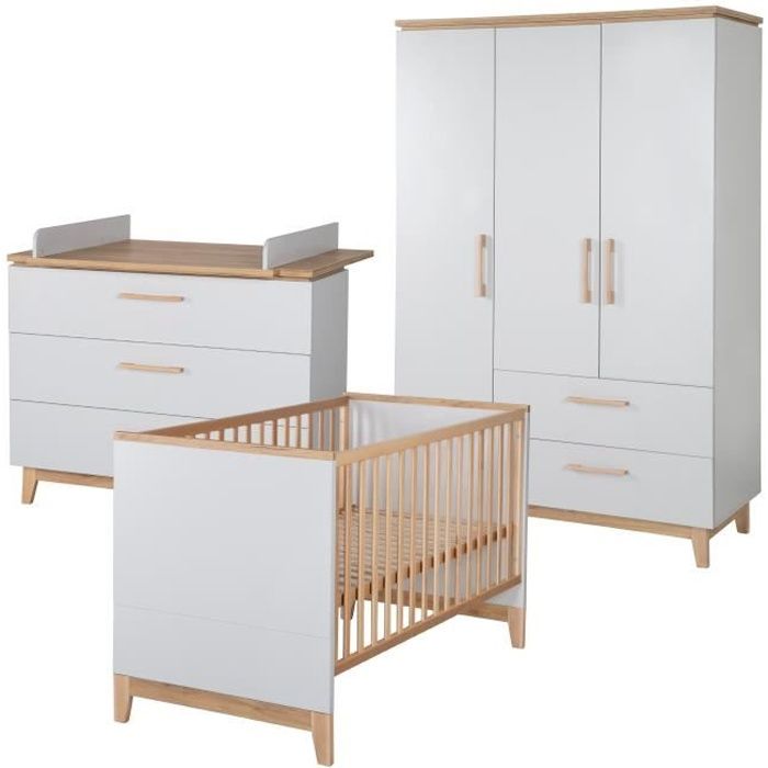 ROBA Chambre Bébé Complète Caro - Lit 70x140 + Commode à Langer + Armoire (I)