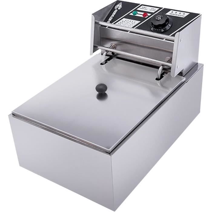 Friteuse Électrique CROSSON 8L Puissante Avec Réservoir Amovible - Panier Et Couvercle En Treillis Métallique Solide, Friteuse Commerciale 230V 3250W